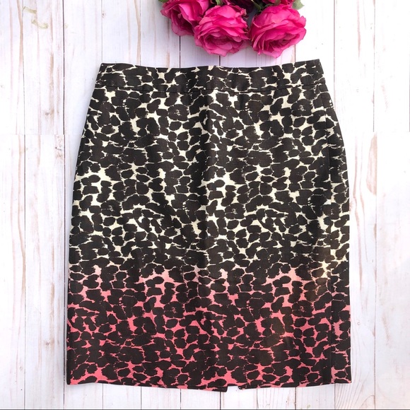EUC J. Crew Linen No. 2 Pencil Skirt Leopord Ombré - Picture 2 of 6